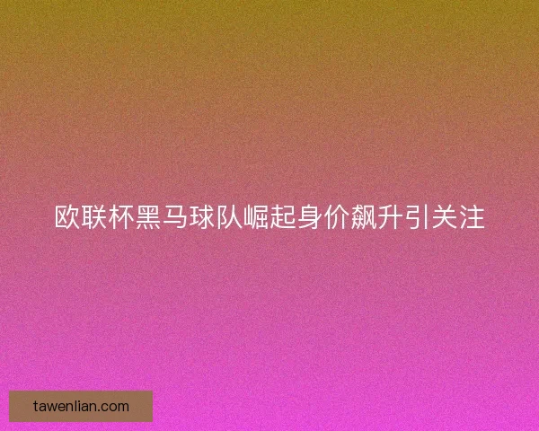欧联杯黑马球队崛起身价飙升引关注